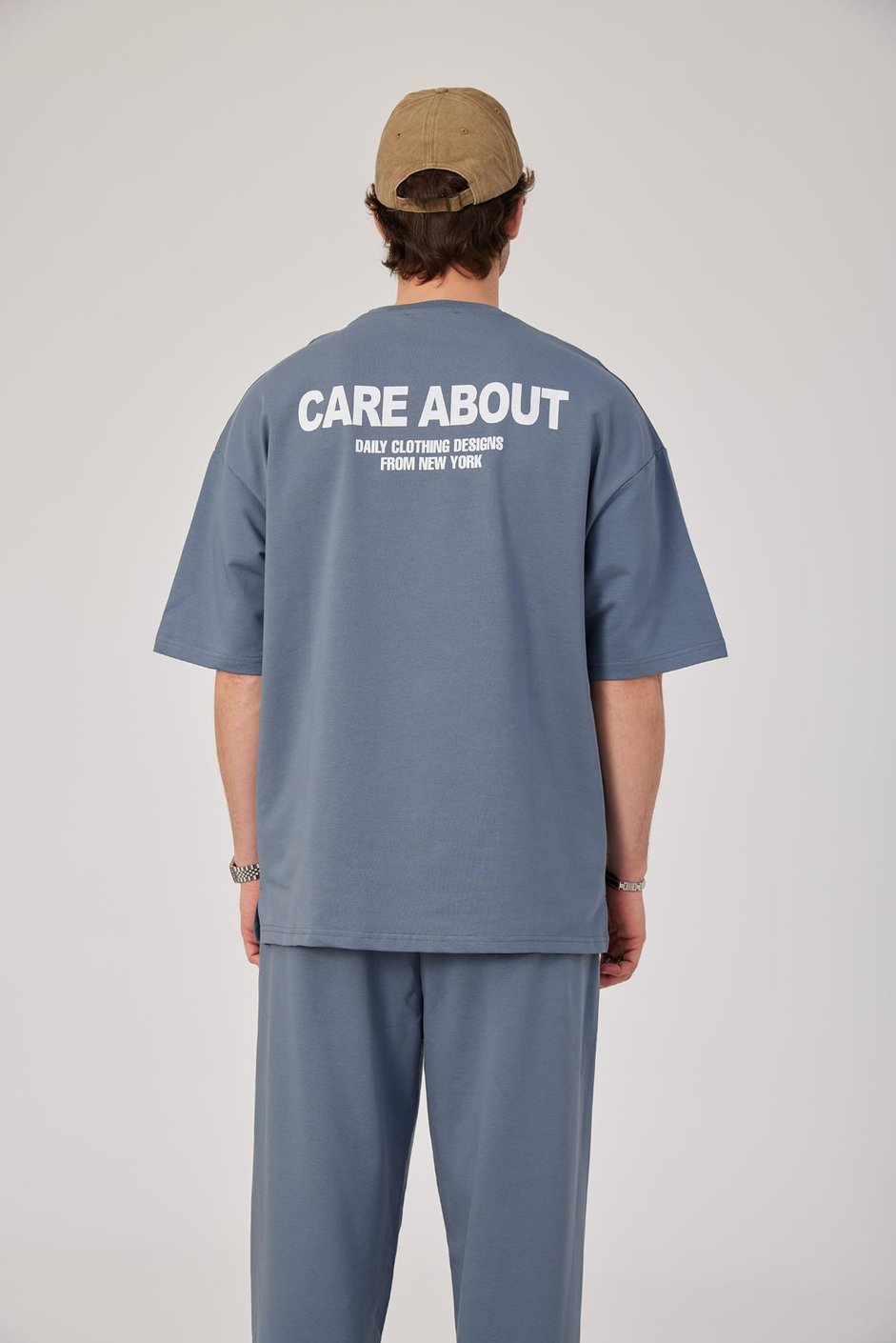 Care About Yazılı Pastel Mavi T-shirt
