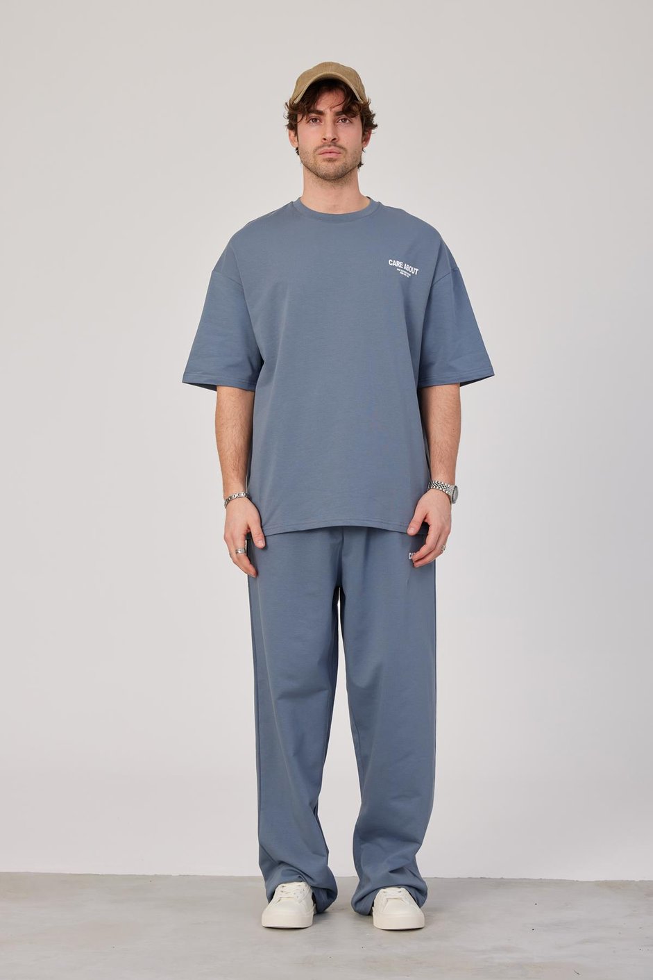 Care About Yazılı Pastel Mavi T-shirt