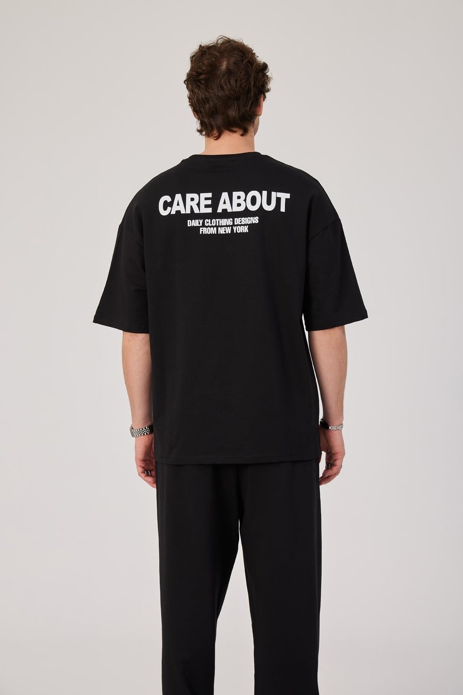 Care About Yazılı Siyah T-shirt