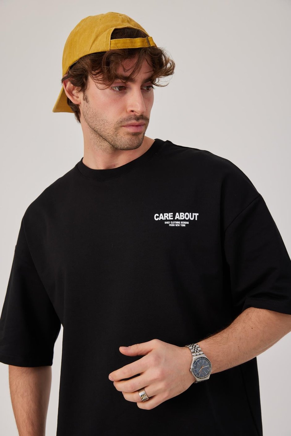 Care About Yazılı Siyah T-shirt