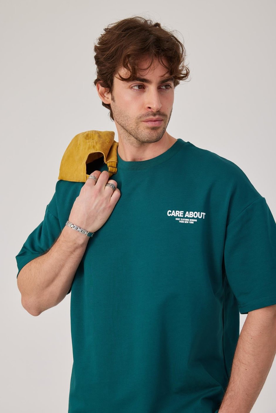 Care About Yazılı Yeşil T-shirt