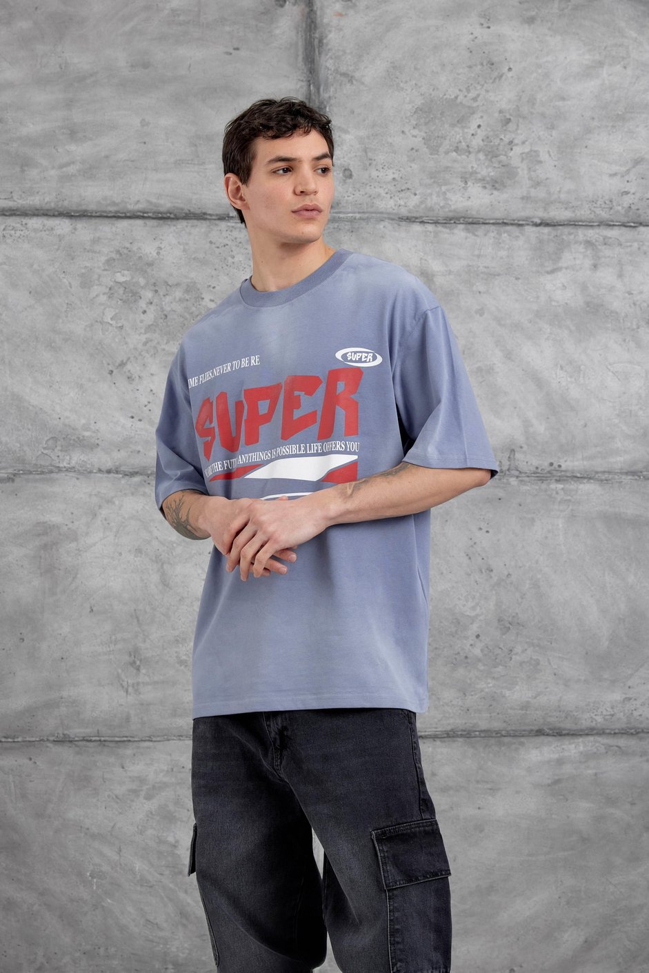 Duman Super Yazılı Oversize Tshirt