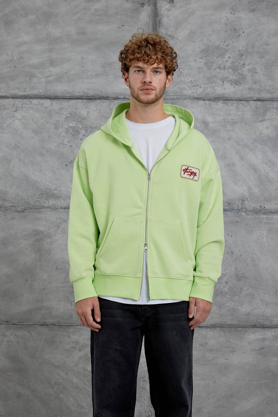 Fosforlu Yeşil Nmrc Fermuarlı Oversize Eşofman Üstü