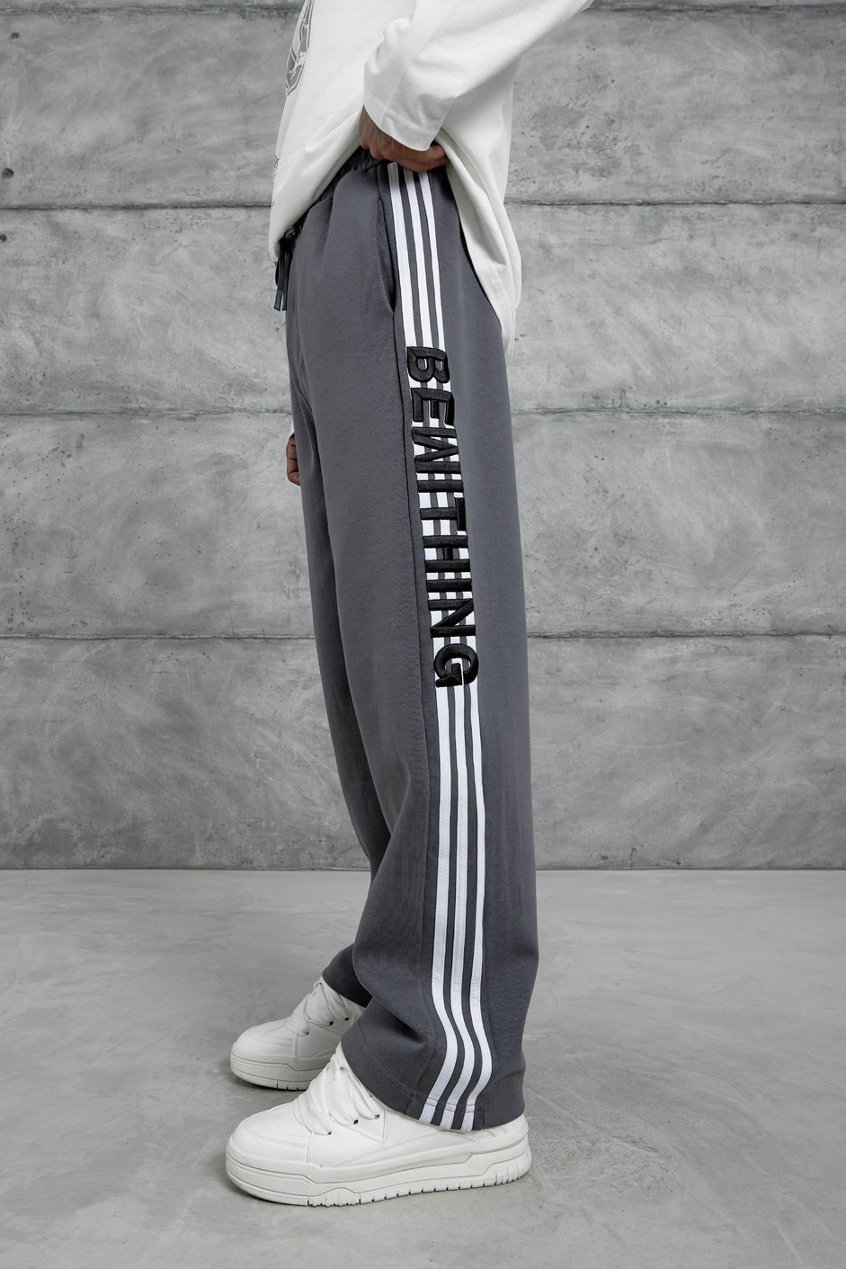 Füme Bewithing Yazılı Baggy Kalıp Eşofman Altı