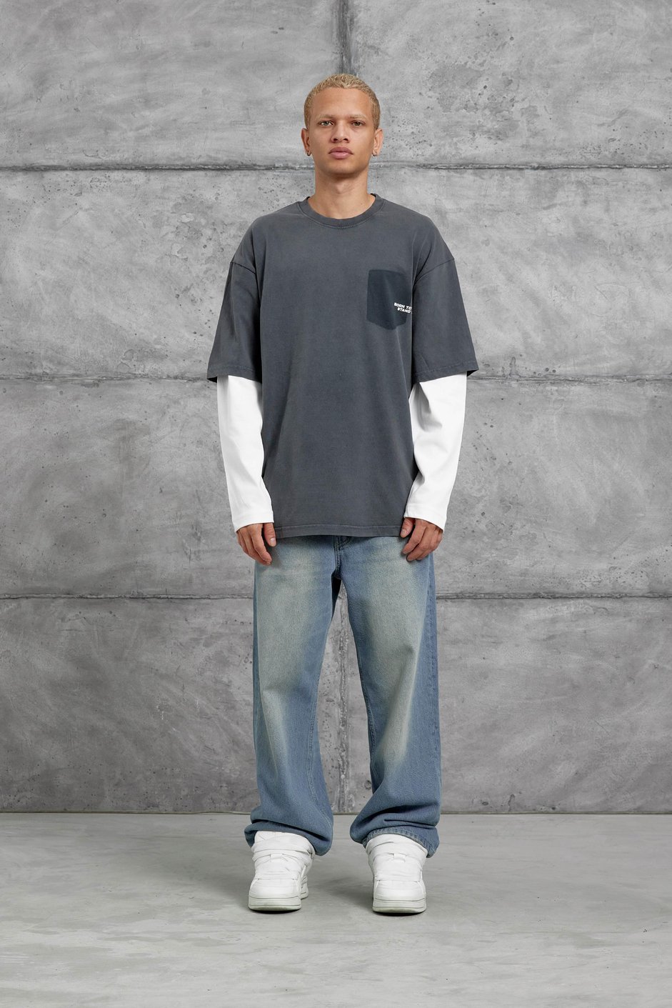 Füme BORN TO STAND YAZILI PARÇA KOLLU SWEATSHIRT