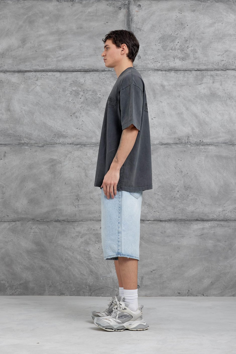 Füme Brand Yazılı Yıkamalı Oversize Tshirt