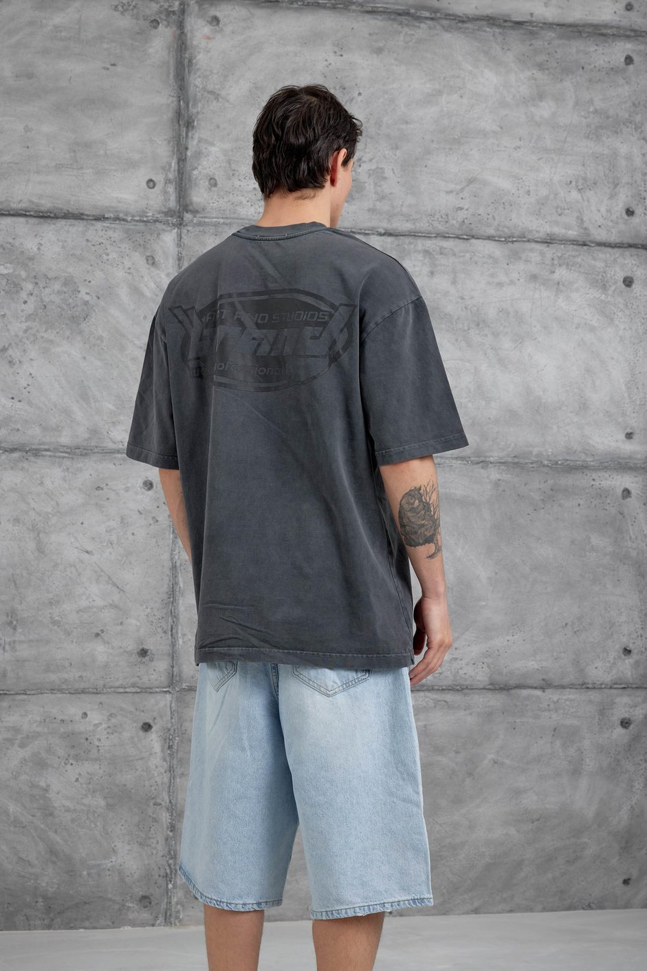 Füme Brand Yazılı Yıkamalı Oversize Tshirt