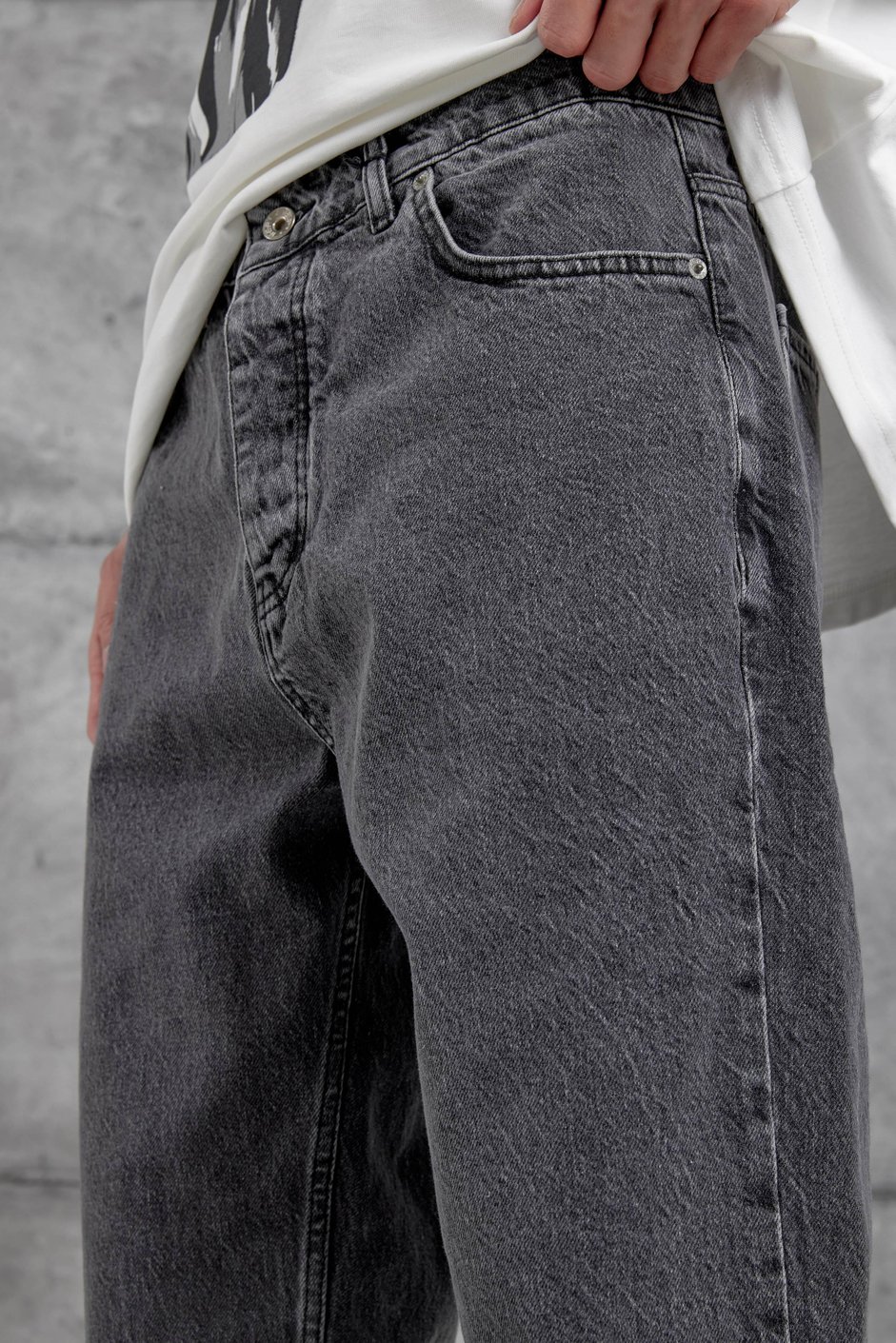 Füme Kp Taşlamalı Baggy Jean