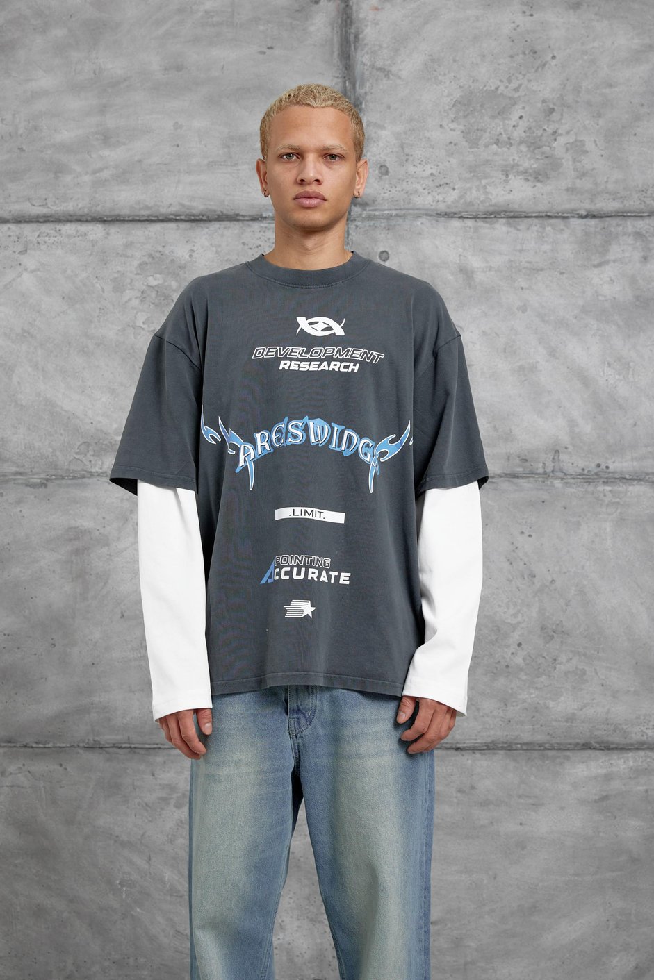 Füme Nmrc Areswing Yazılı Oversize Parça Kollu Sweatshirt
