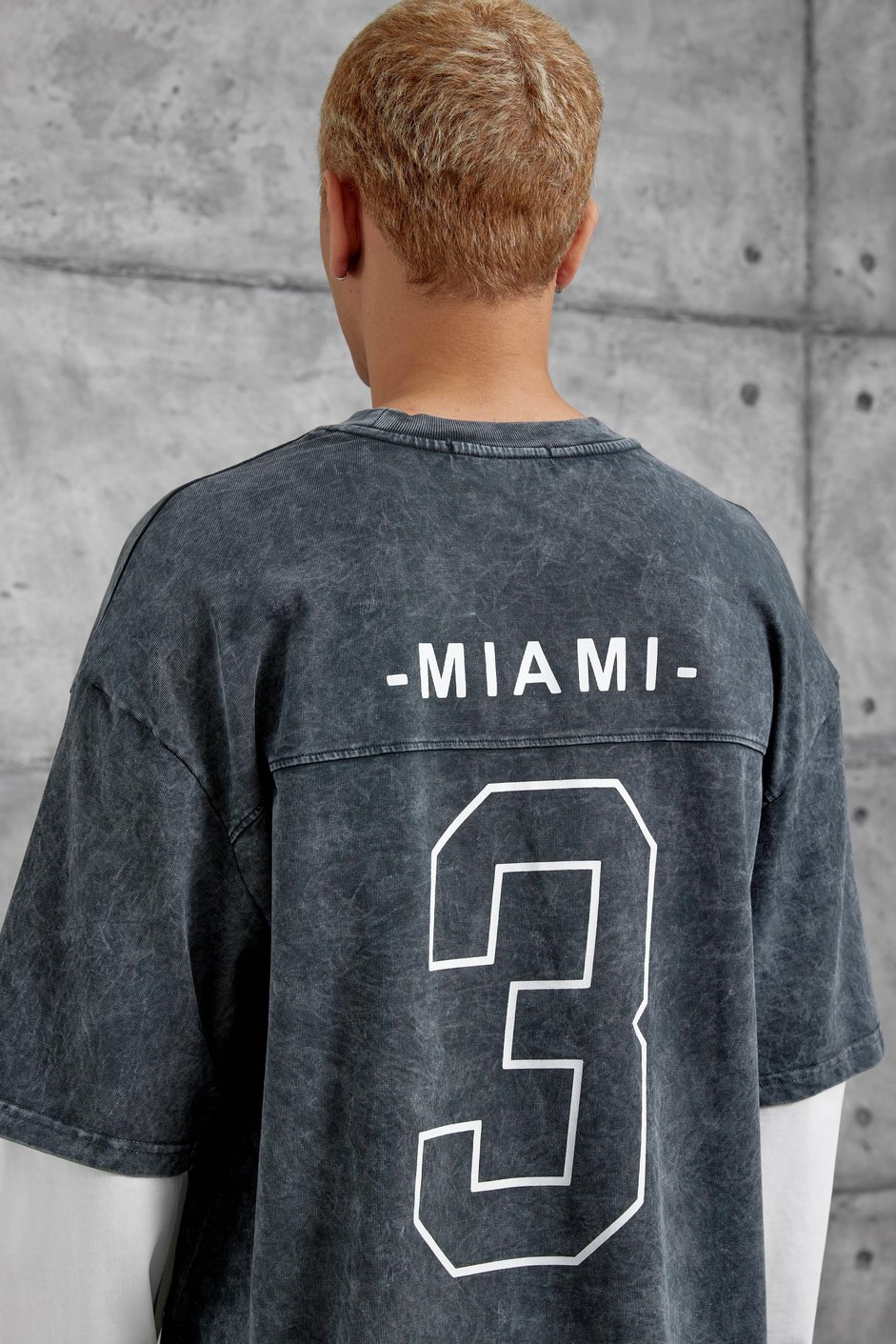 Füme Wade Baskılı Yıkamalı Parça Kollu Oversize Sweatshirt