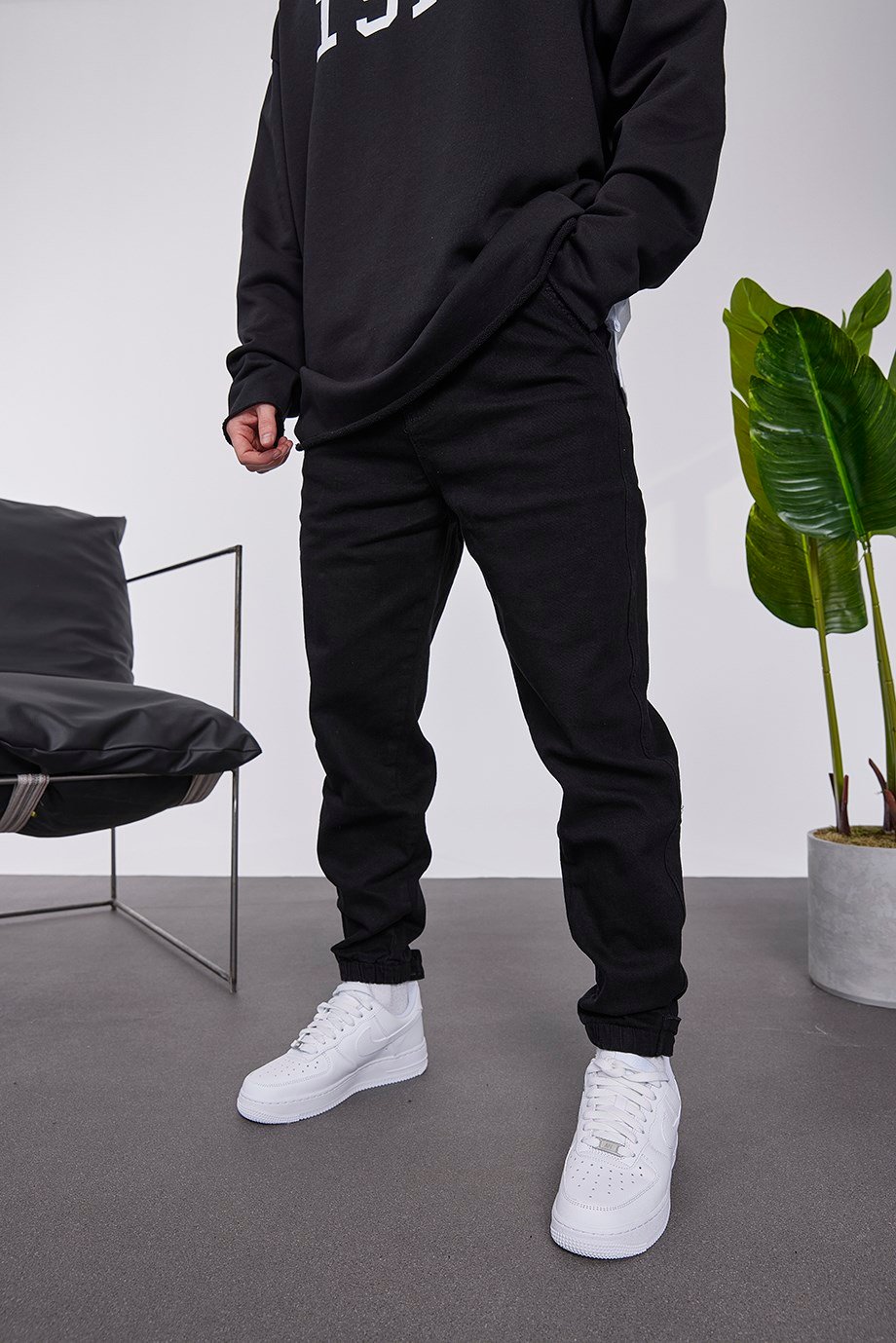 G-96 Paça Barkodlu Siyah Jean