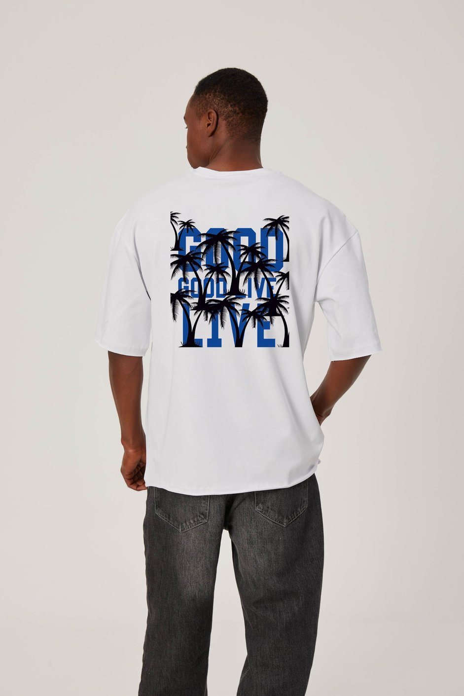 Good Live Baskılı Beyaz Tshirt
