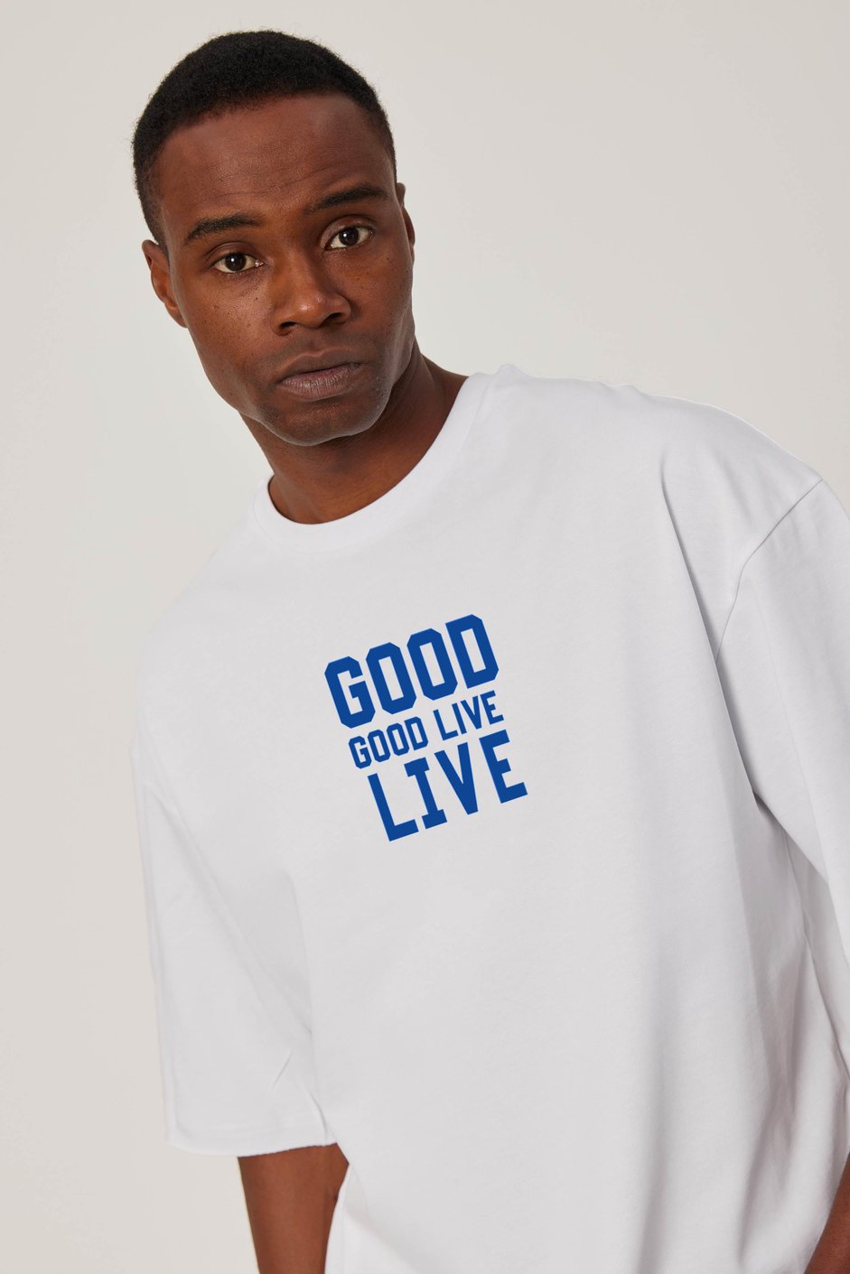 Good Live Baskılı Beyaz Tshirt