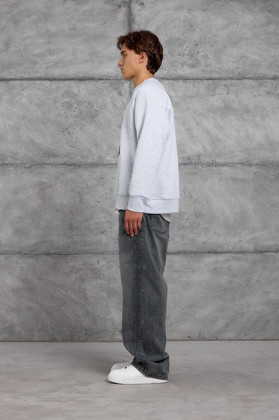 Gri 19 BASKILI OVERSIZE SWEATSHIRT