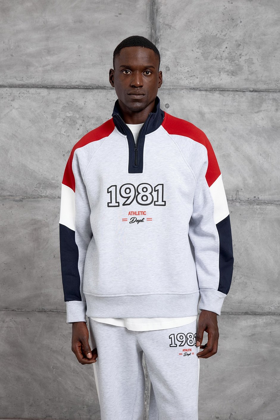 Gri 1981 BASKI OVERSIZE EŞOFMAN TAKIMI
