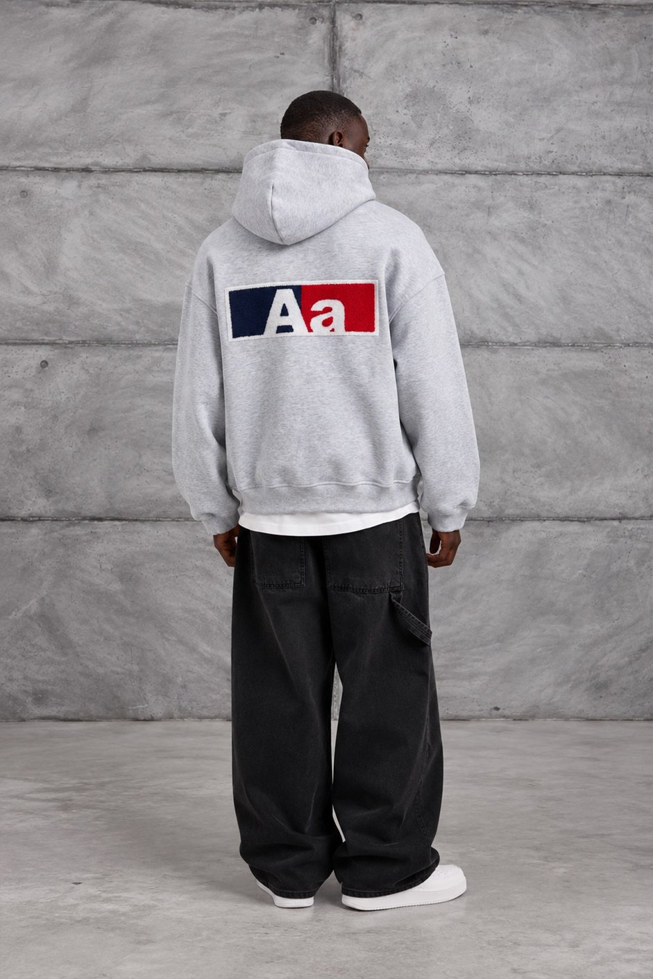 Gri Aa BASKI KAPÜŞONLI OVERSIZE SWEATSHIRT