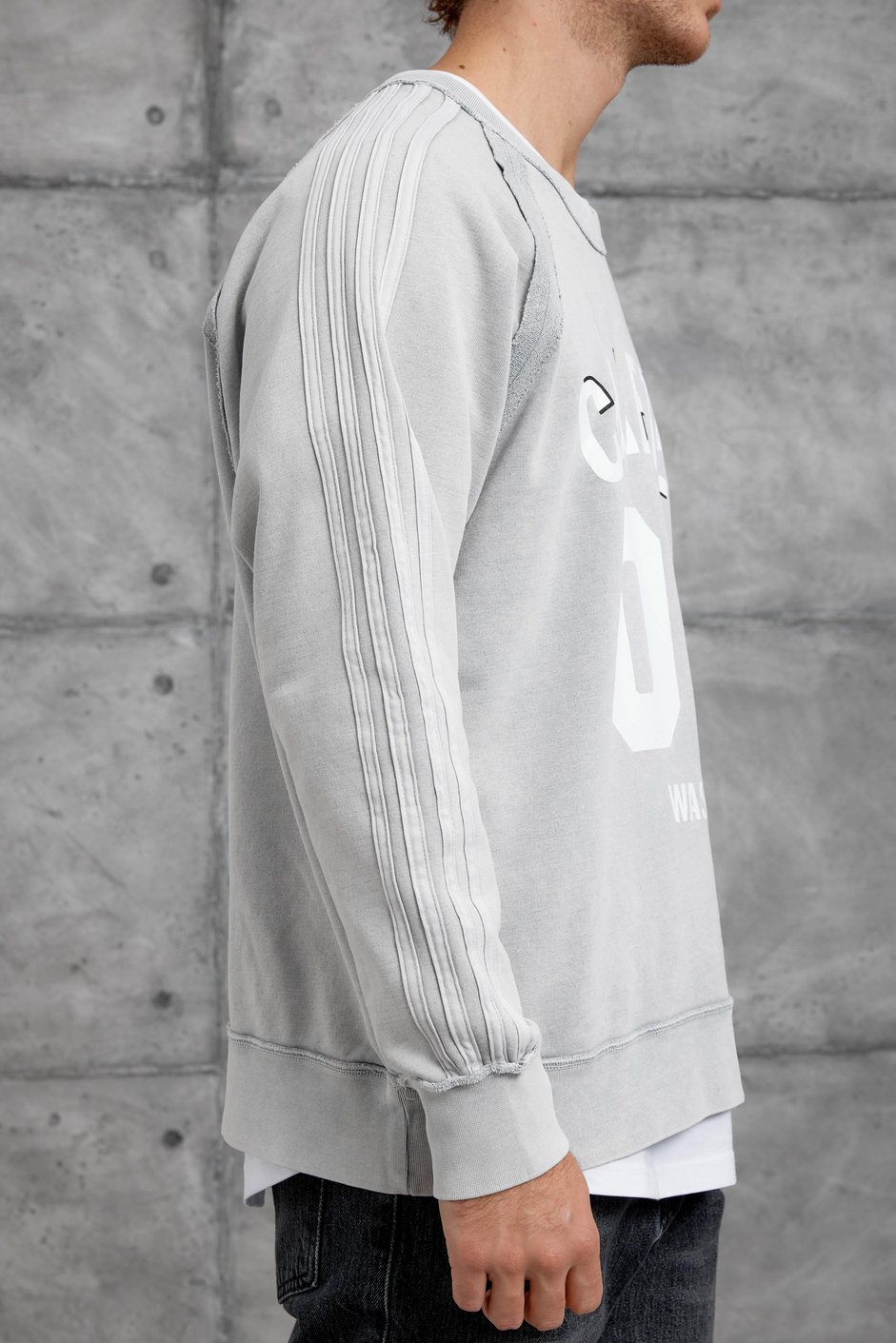 Gri CRAFTED BASKILI YIKAMALI  SWEATSHIRT