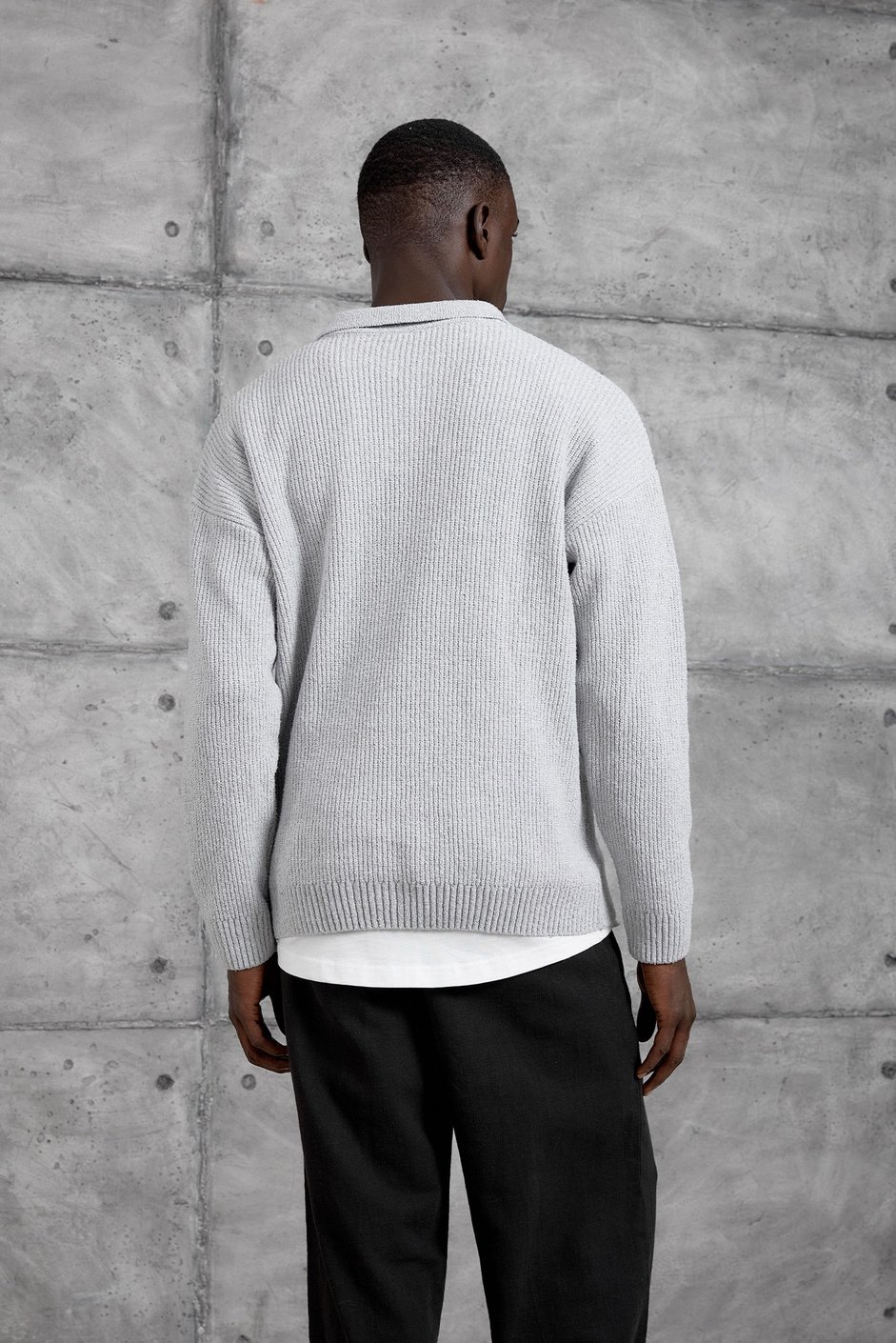 Gri DÜĞMELİ POLO YAKA TRİKO SWEATSHIRT