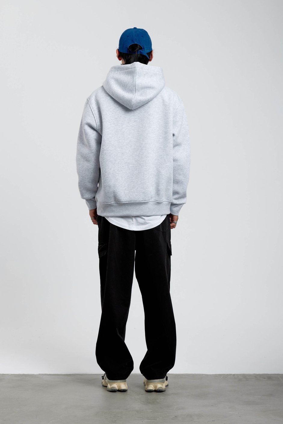 Gri El Baskılı Kapüşonlu Sweatshirt