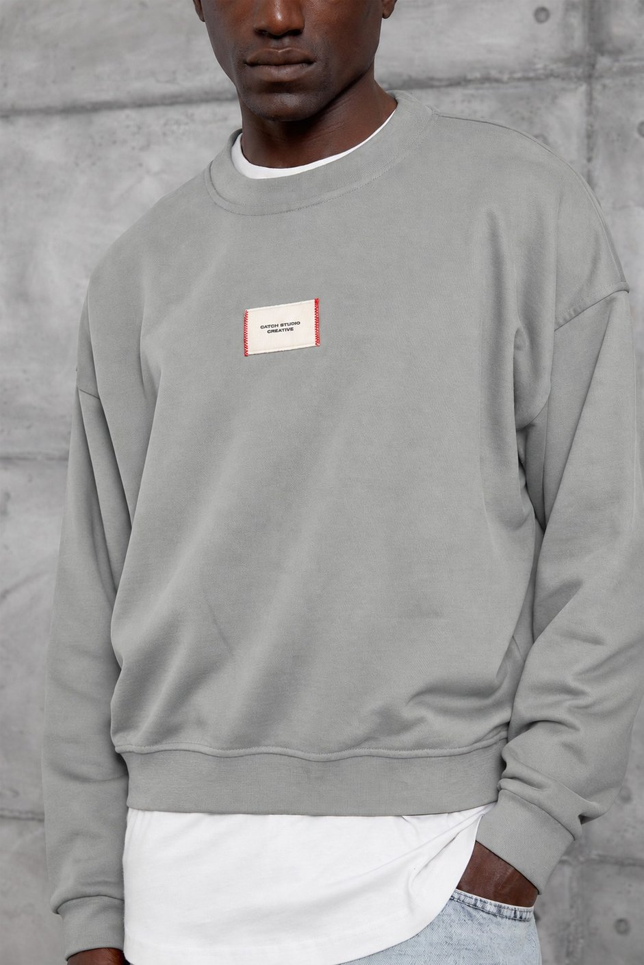 Gri ETİKETLİ OVERSIZE SWEATSHIRT