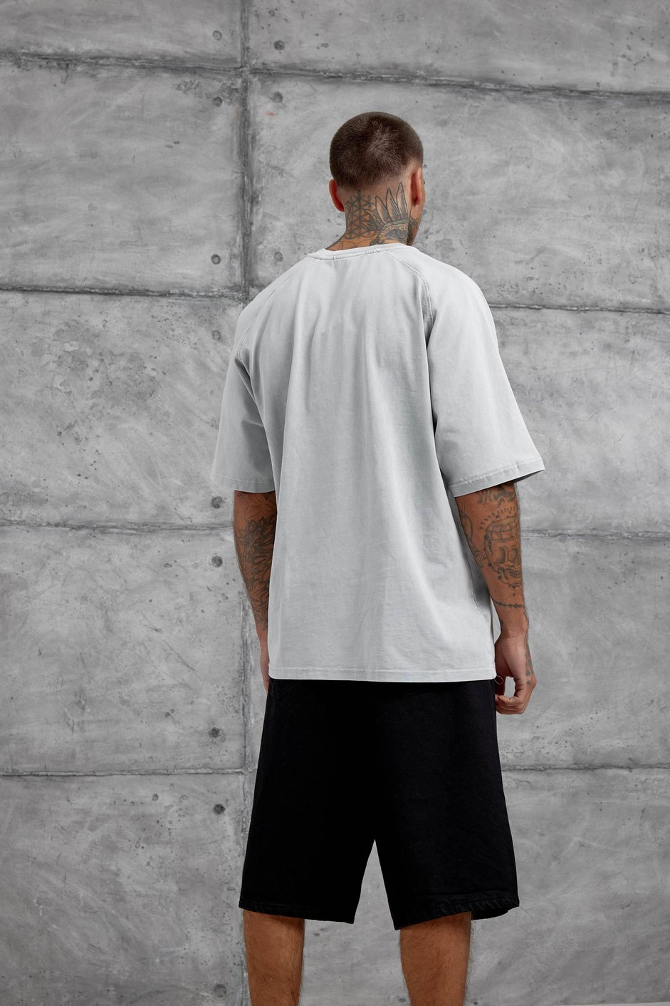 Gri Lesschen Baskılı Yıkamalı Oversize Tshirt