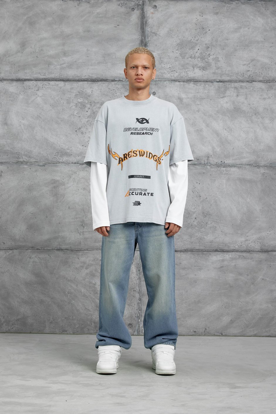 Gri Nmrc Areswing Yazılı Oversize Parça Kollu Sweatshirt