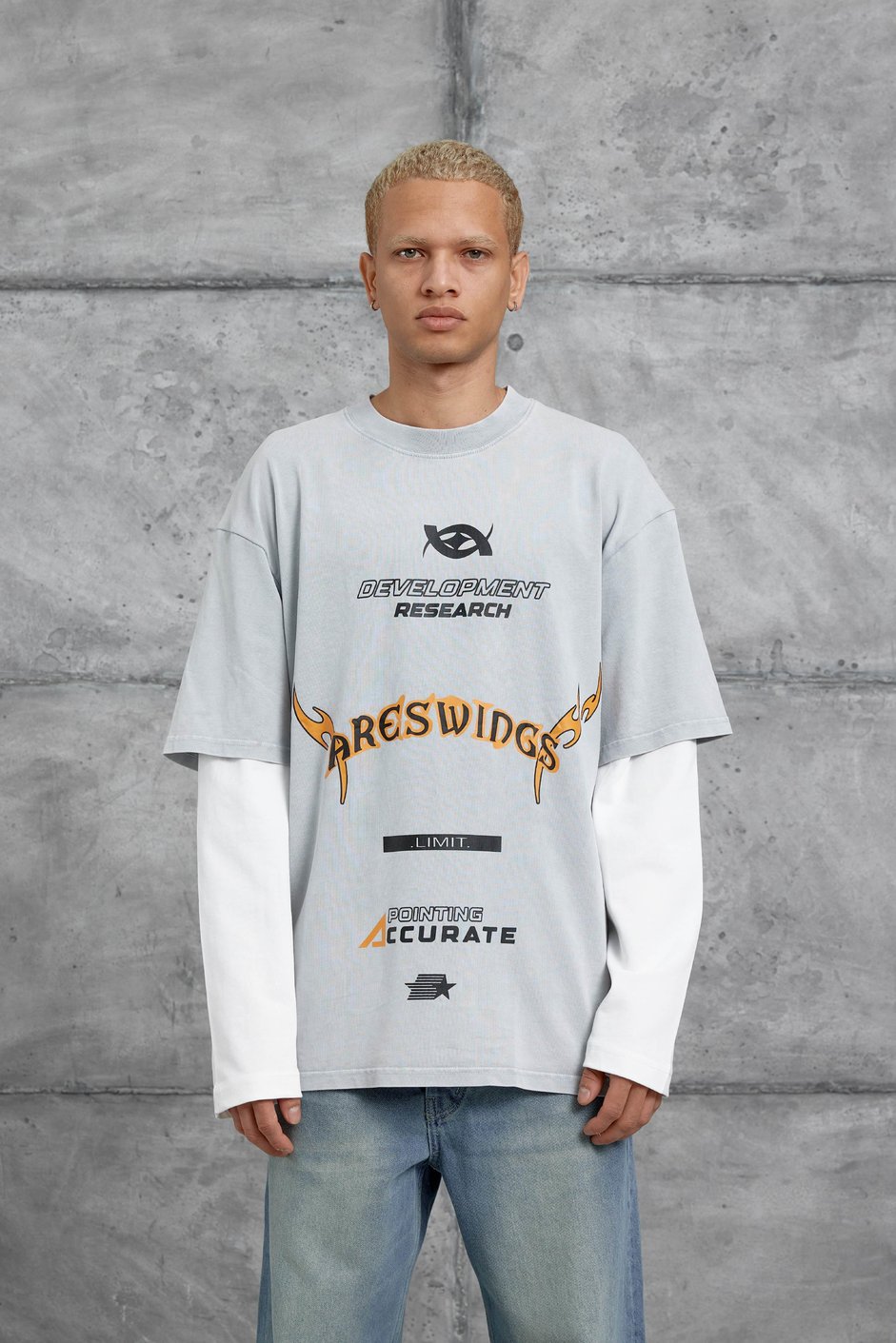 Gri Nmrc Areswing Yazılı Oversize Parça Kollu Sweatshirt