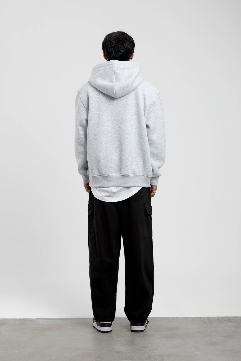 Gri Pota Baskılı Kapüşonlu Sweatshirt