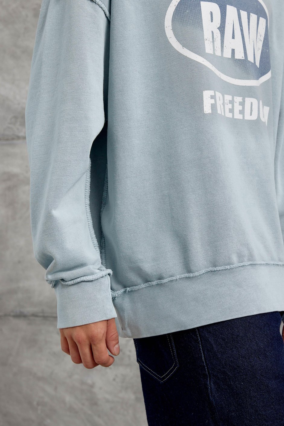 Gri RAW BASKILI OVERSİZE SWEATSHIRT