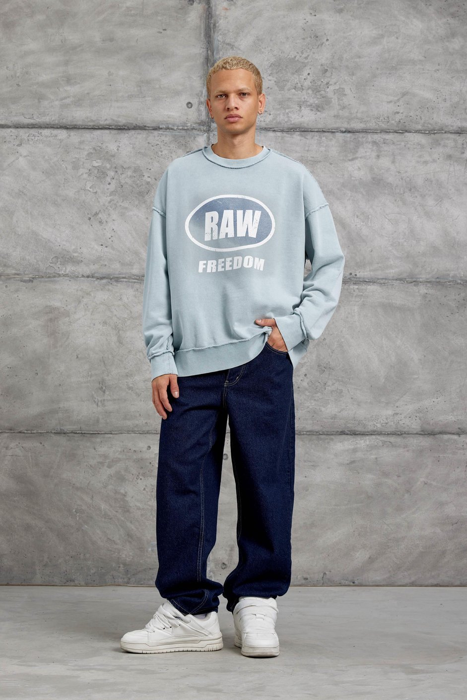 Gri RAW BASKILI OVERSİZE SWEATSHIRT