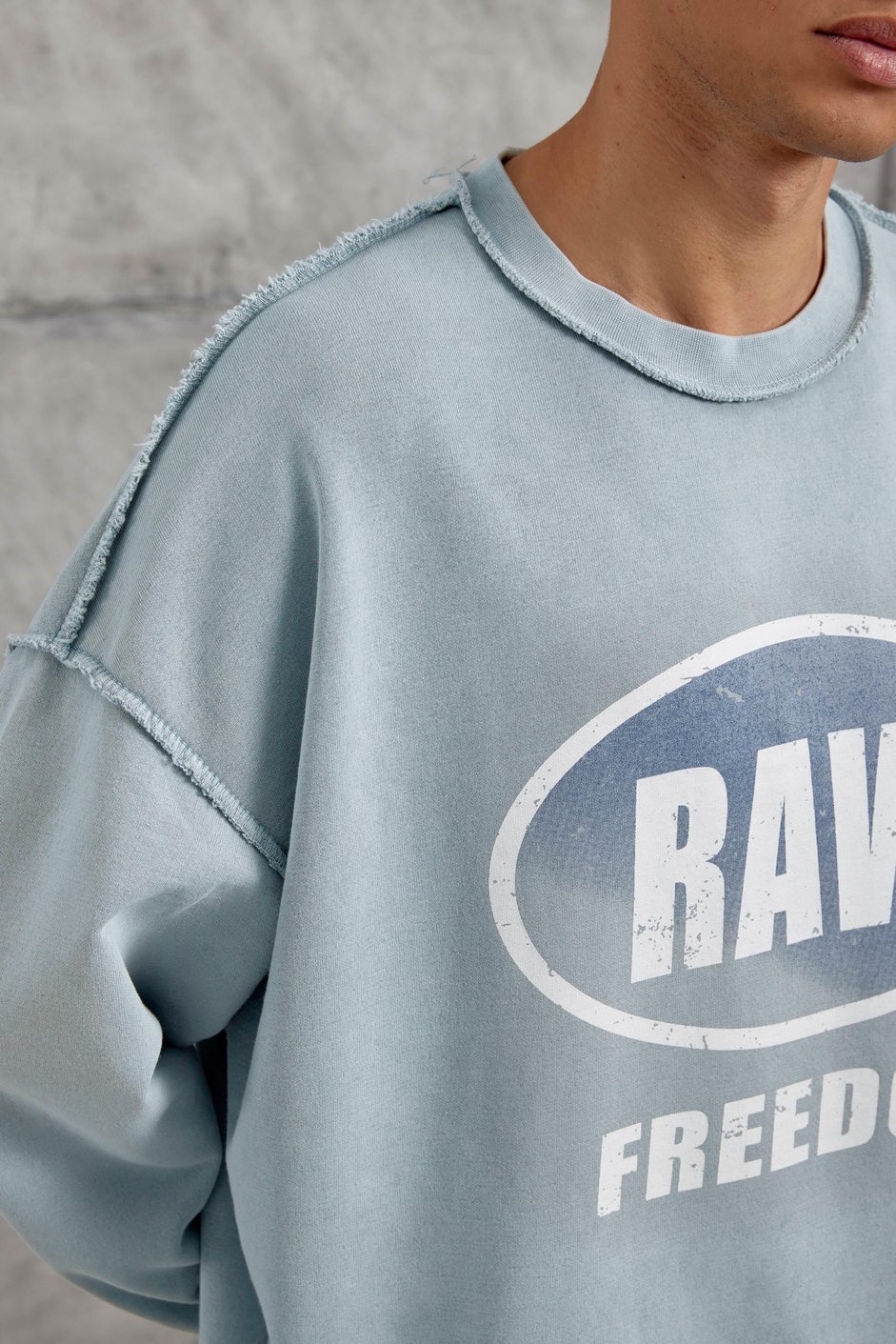 Gri RAW BASKILI OVERSİZE SWEATSHIRT