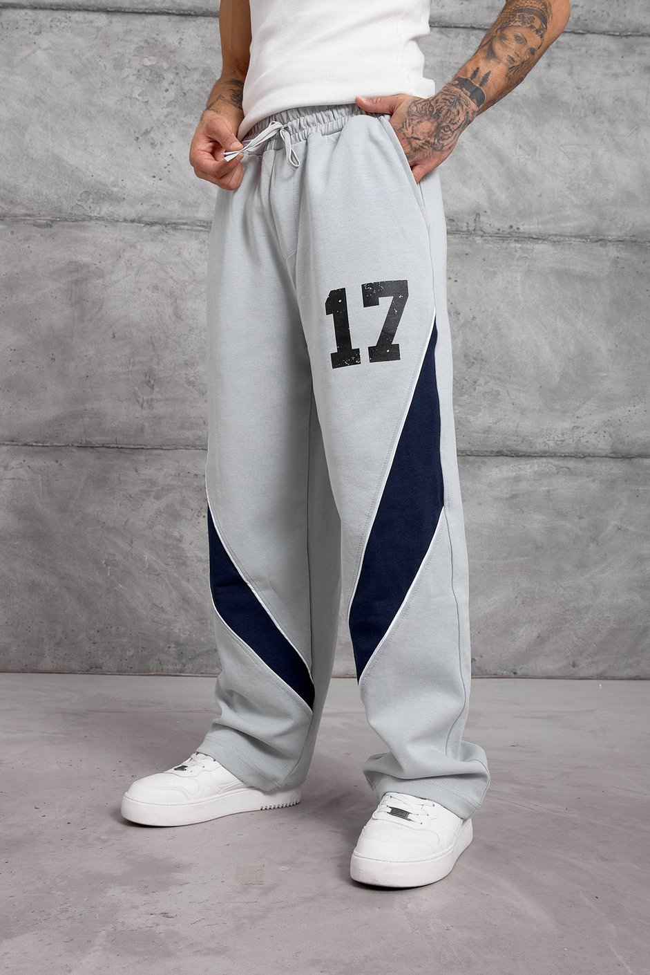 Gri ŞERİTLİ 17 RAKAM BAGGY EŞOFMAN ALTI