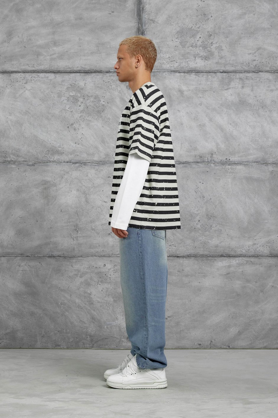 Gri TAINED BASKILI KOLU PARCALI OVERSİZE SWEATSHIRT