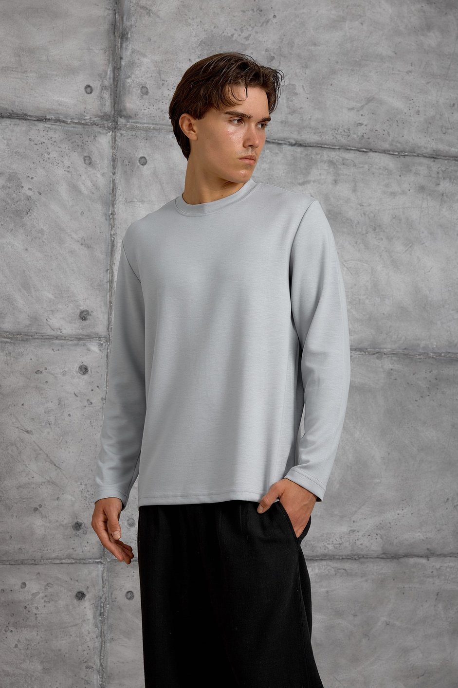 Gri UZUN KOLLU OYSHO KUMAŞ SWEATSHIRT