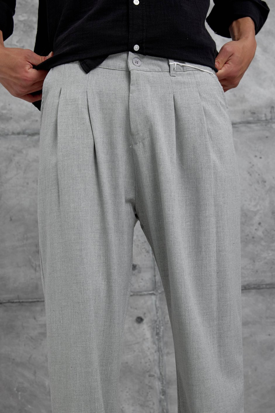 Gri W11 Kumaş Baggy Pantolon