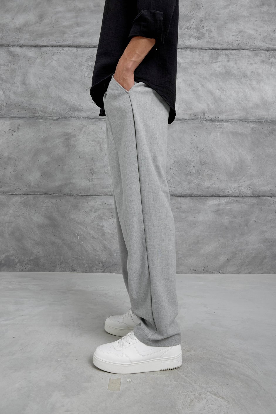 Gri W11 Kumaş Baggy Pantolon