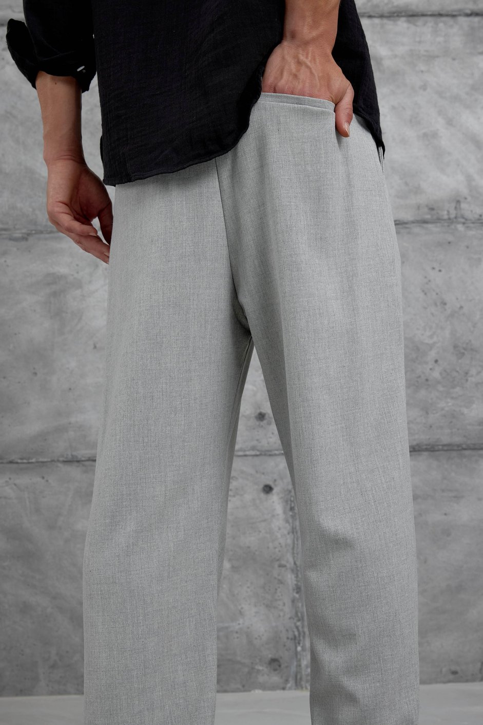 Gri W11 Kumaş Baggy Pantolon