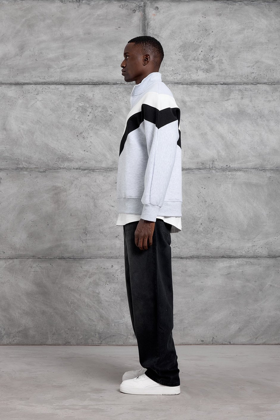 Gri YARIM FERMUAR ŞARDONLU SWEATSHIRT