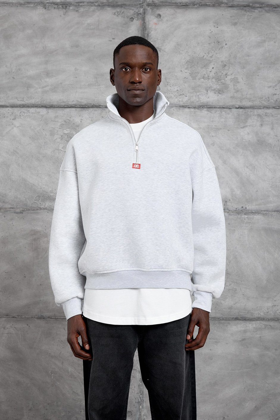 Gri YARIM FERMUARLI ŞARDONLU SWEATSHIRT