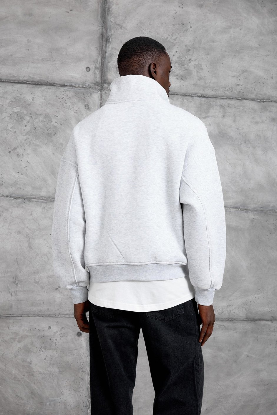 Gri YARIM FERMUARLI ŞARDONLU SWEATSHIRT