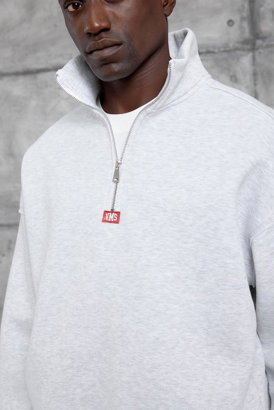 Gri YARIM FERMUARLI ŞARDONLU SWEATSHIRT