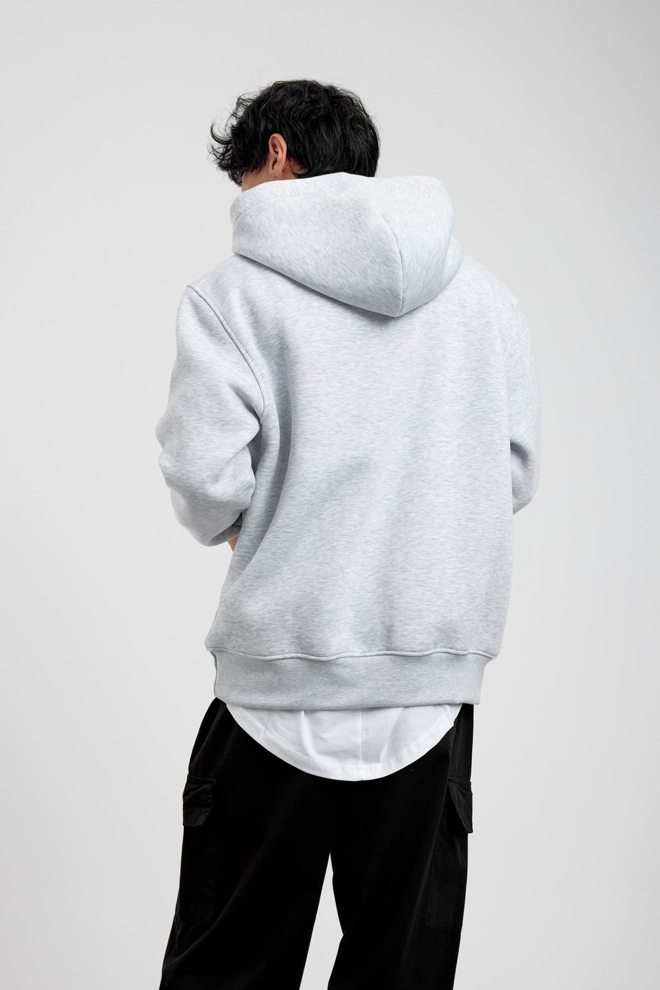 Gri Yazılı Palmiye Baskılı Kapüşonlu Sweatshirt
