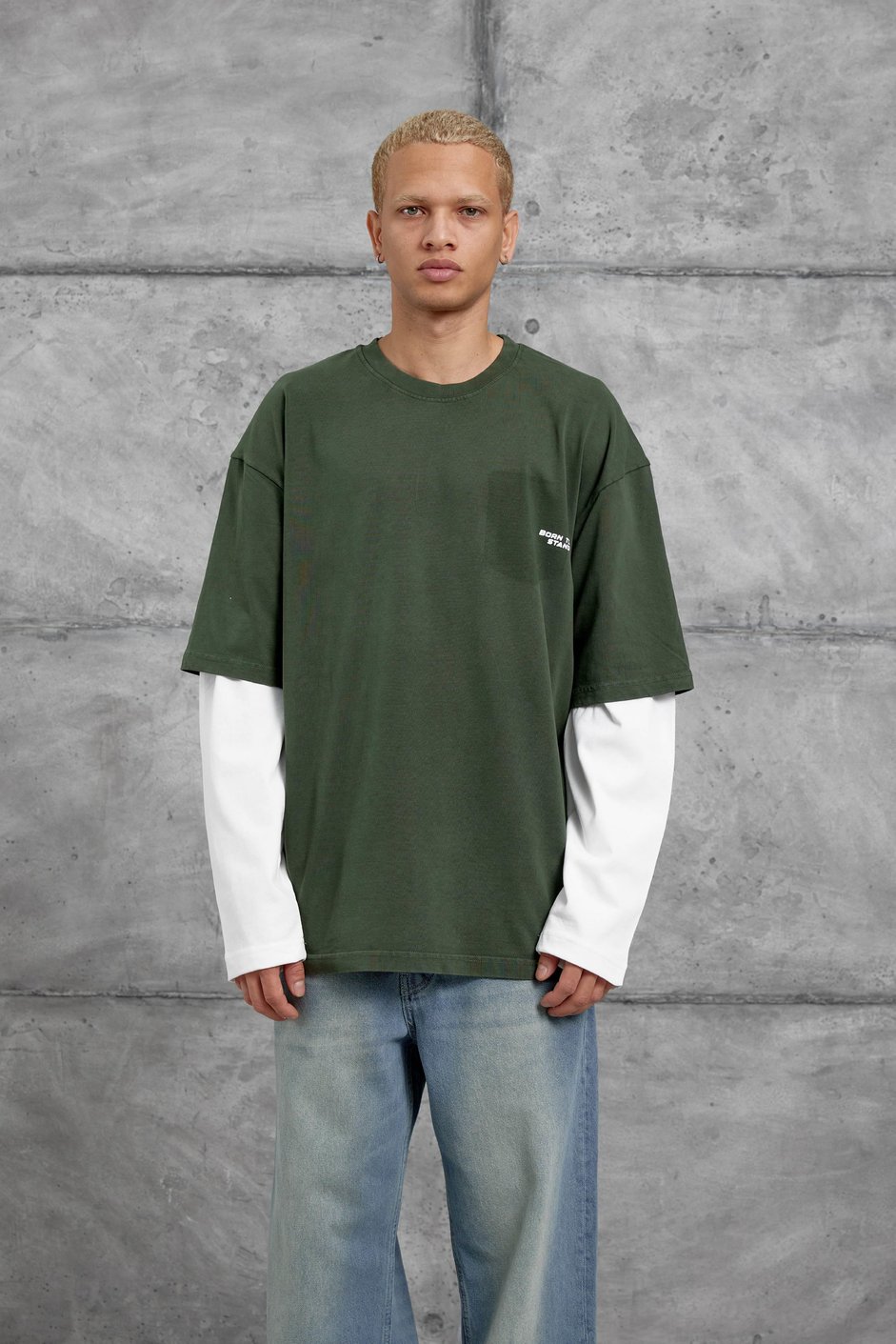 Haki BORN TO STAND YAZILI PARÇA KOLLU SWEATSHIRT