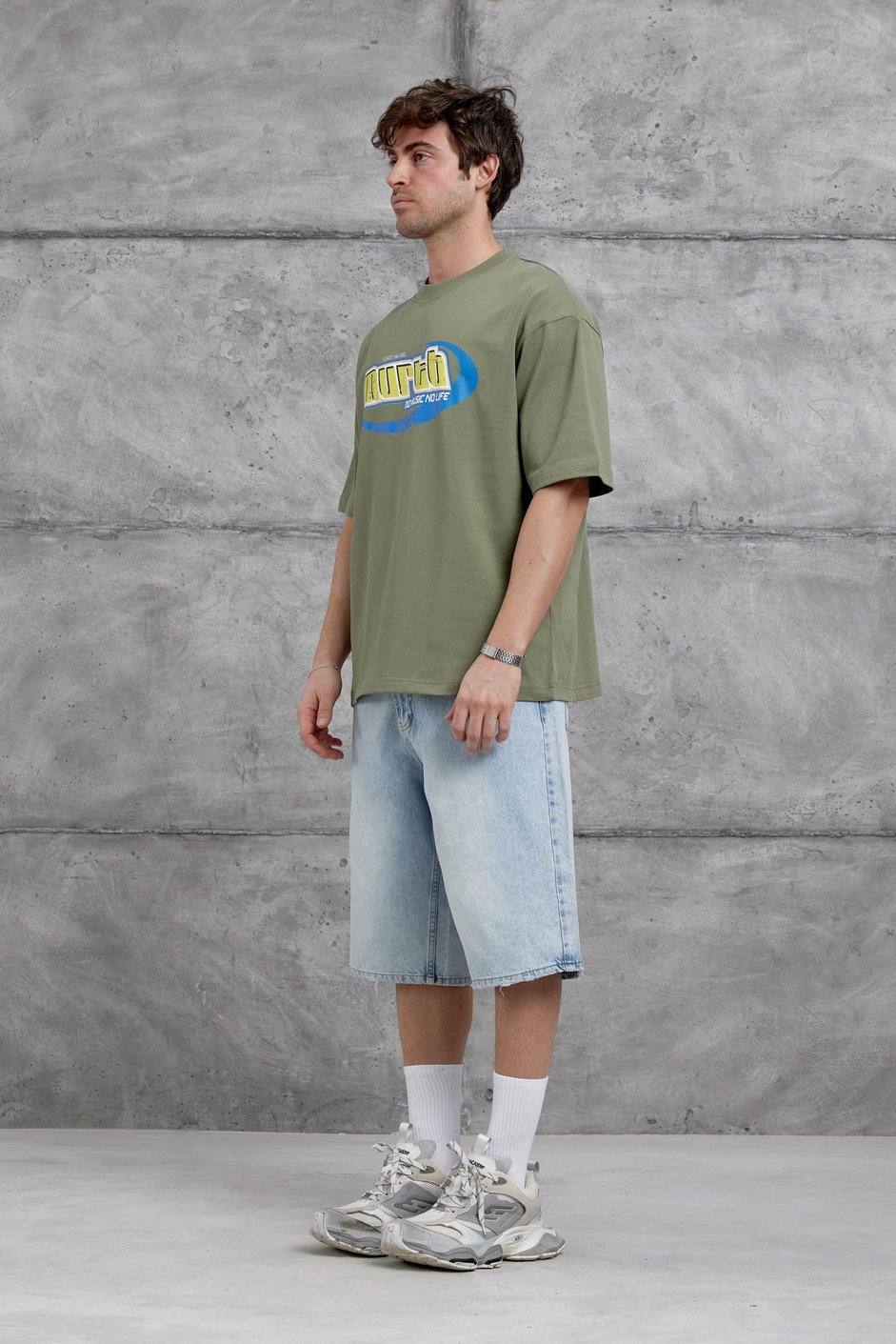 Haki Murth Baskılı Oversize Tshirt