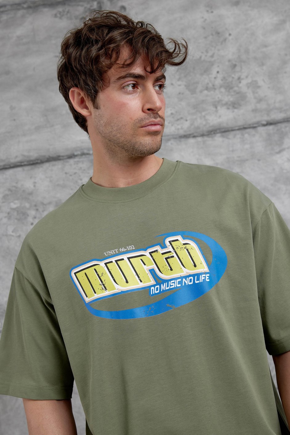 Haki Murth Baskılı Oversize Tshirt