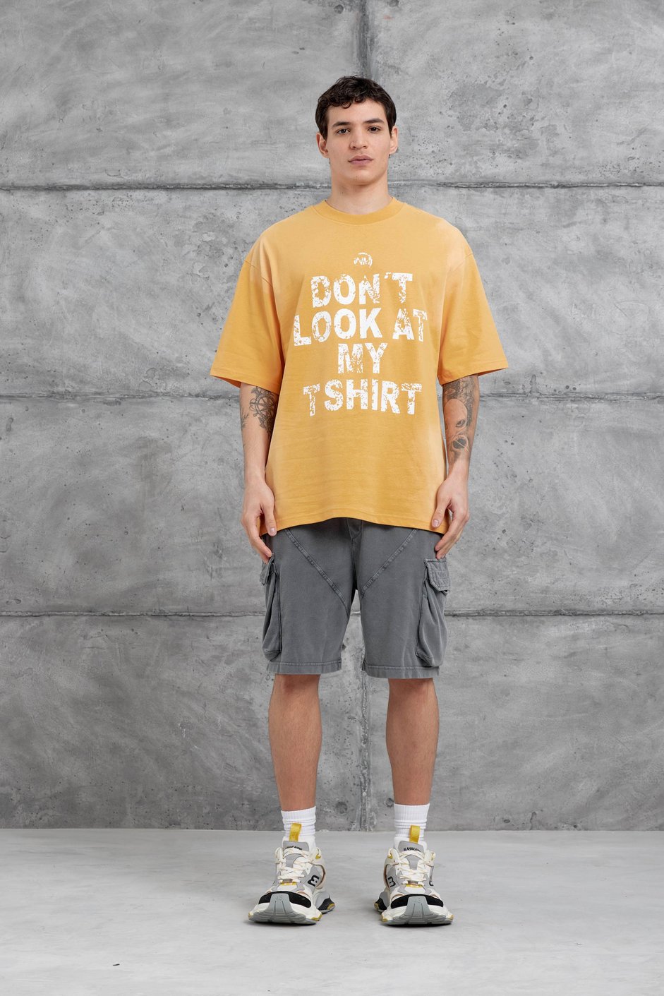 Hardal Dont Look At My Tshirt Yazılı Oversize Tshirt