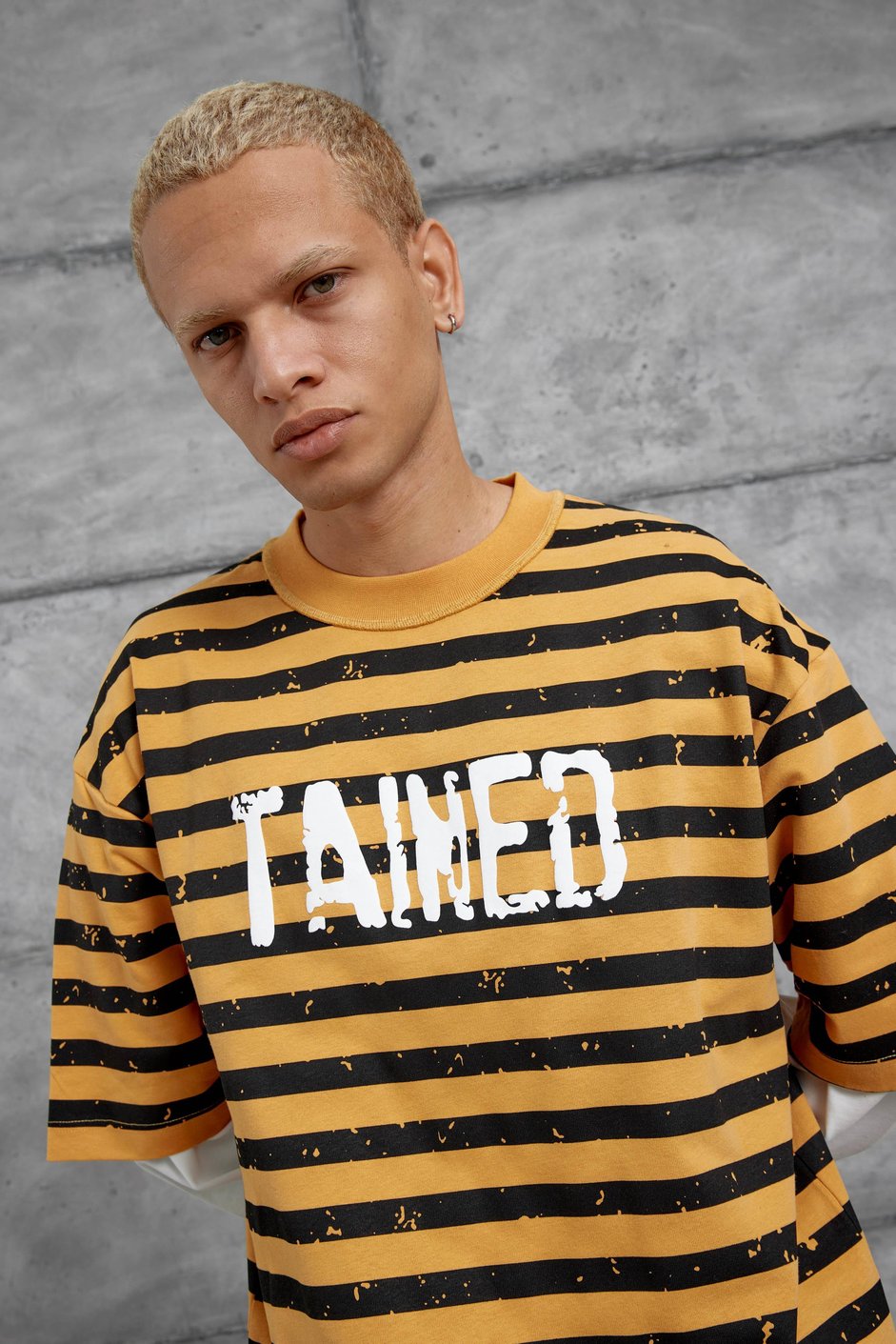 Hardal TAINED BASKILI KOLU PARCALI OVERSİZE SWEATSHIRT