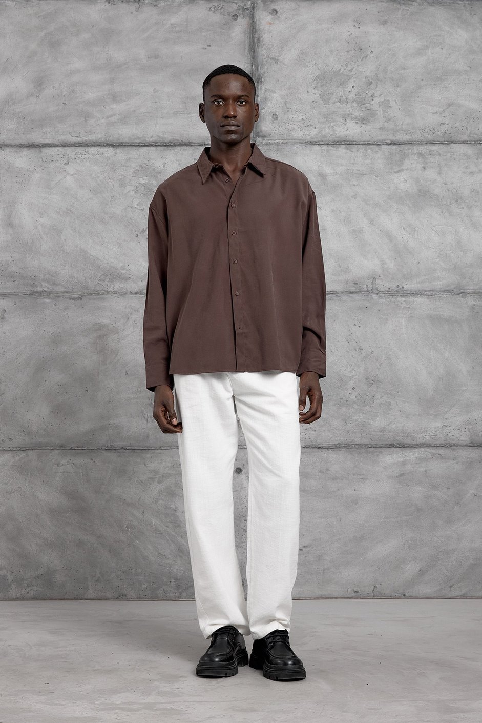 Kahverengi 251 OVERSIZE GÖMLEK