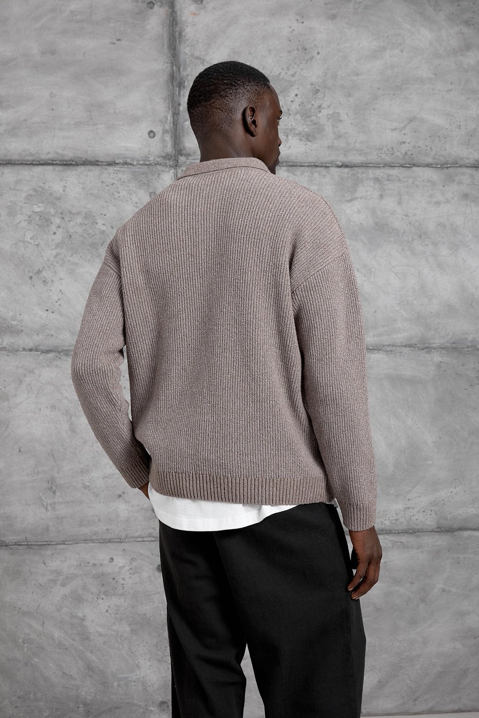 Kahverengi DÜĞMELİ POLO YAKA TRİKO SWEATSHIRT