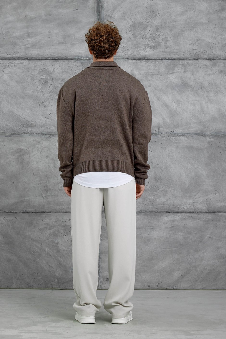 Kahverengi Gst Yarım Fermuarlı Oversize Triko